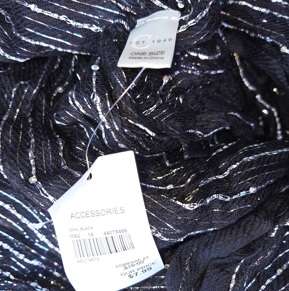Elegant Black and Silver Women's Scarf